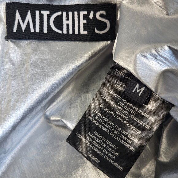 MITCHIE'S~M/L~SILVER GRAY GENUINE SHEARLING REAL FOX FUR HOODED PARKA COAT - Picture 15 of 16